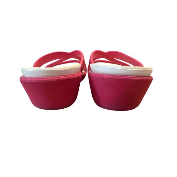 CROCS Patricia II Low Wedge Slide Sandals Women’s 10 Pink White Comfort Strappy - Picture 6 of 9